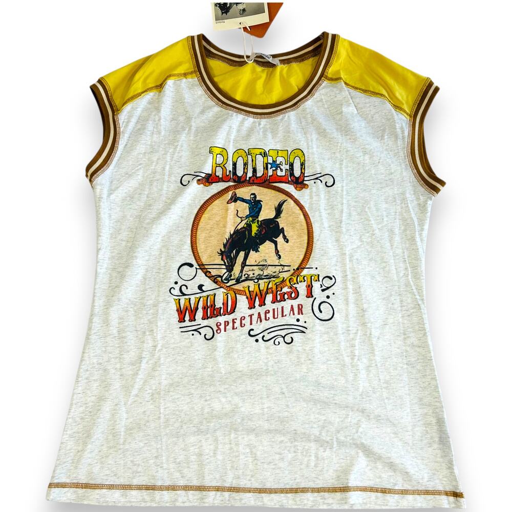 Delila Womens L Shirt Sleeveless Rodeo Wild West Cotton Blend NWT